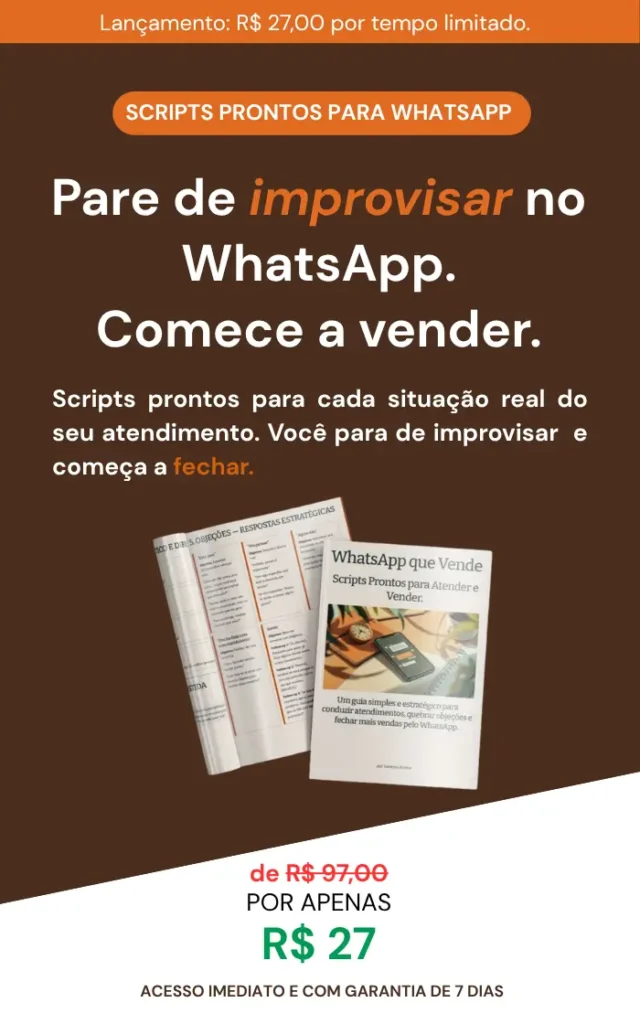 Roteiro de atendimento e venda para WhastApp
